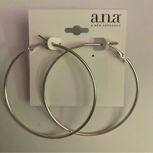 A.N.A Chic Silver Hoop Earrings NWT